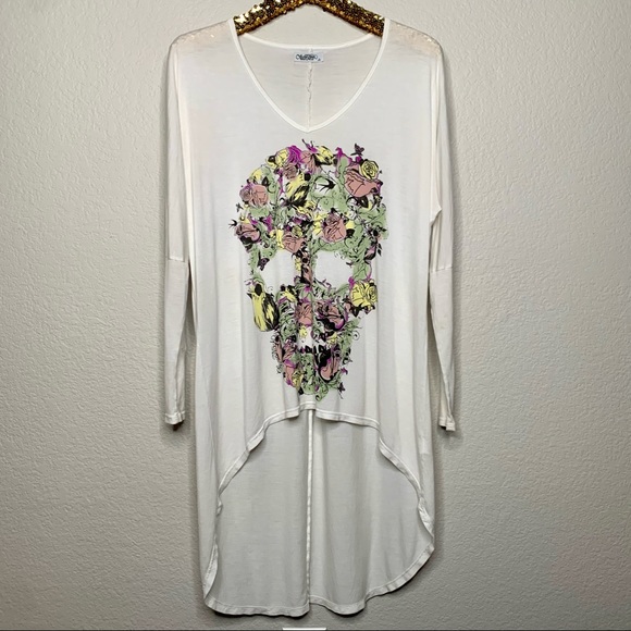 Lauren Moshi Floral Skull HiLo Tunic